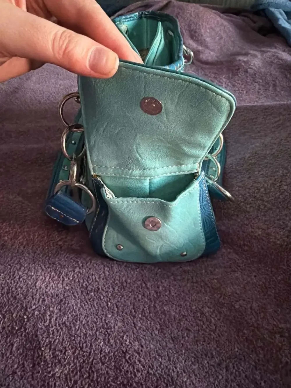 Cowgirl Trendy Western Turquoise Studded Concho Shoulder Bag